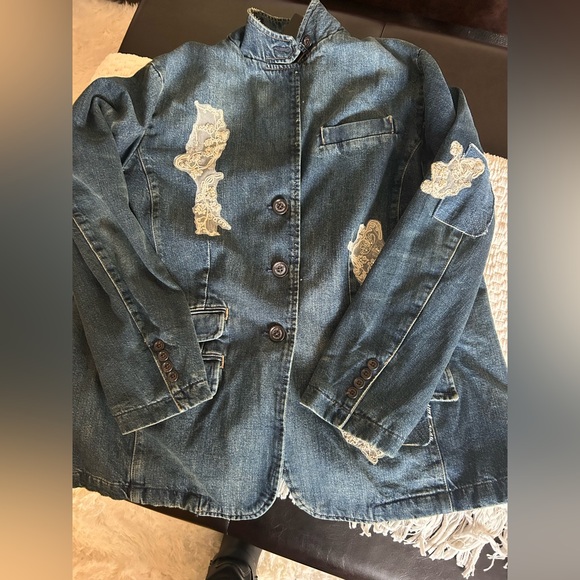 NWT Ralph Lauren Denim Blazer with Lace Accents - Picture 2 of 11